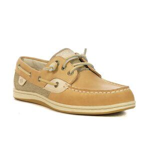 SPERRY BNWT Women boat shoe "songfish" canvas linen oat